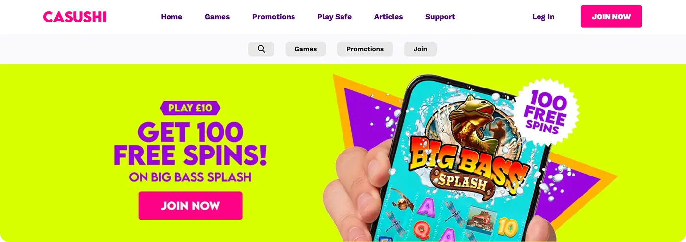 casushi official website with slots and welcome bonus